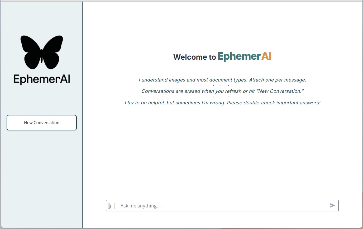 A screenshot of EphemerAl, a Docker-based self-hosted AI assistant for local LLM document Q&A and image analysis using Ollama